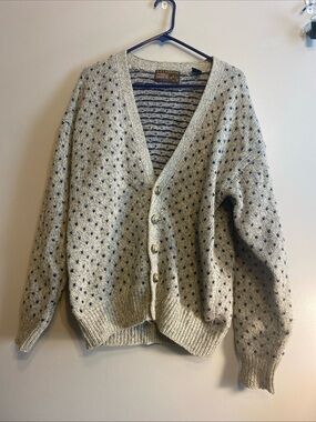Vintage Authentic Issues 90 Men’s Large Birds Eye Cardigan Grandpa Button Front
